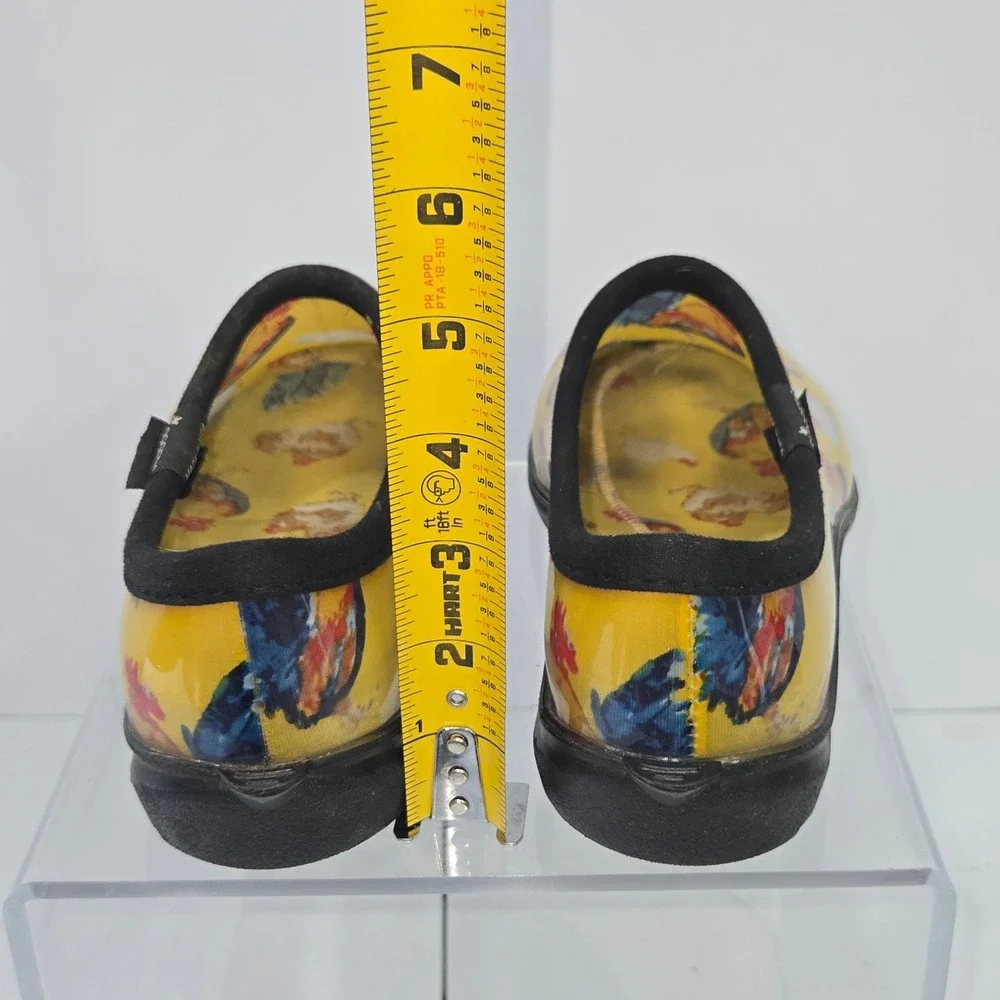 Sloggers Womens 8 Yellow Chicken Print Waterproof Rain Garden Shoes Made in USA